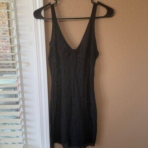 🥳7/$10!! Black Lace Sleeveless Lingerie Dress - Size MD